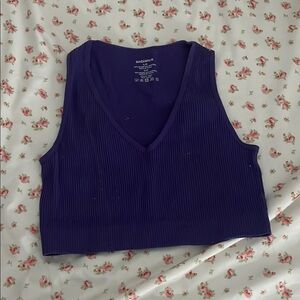 Ambiance Women's Purple Ribbed Crop Top